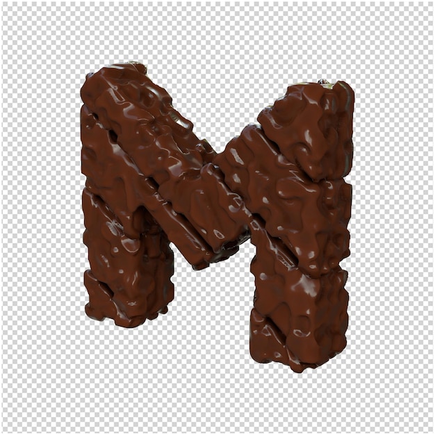 Les lettres en chocolat se sont tournées vers la gauche. lettre 3d m