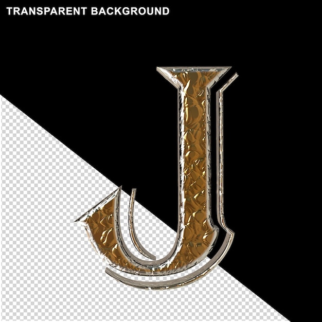 Lettres d'or dans une lettre j sertie d'argent