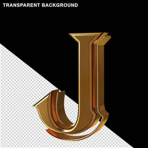 Lettres d'or vue de droite.3d lettre j