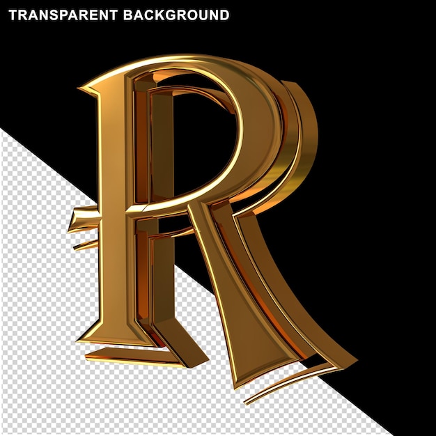 PSD lettres d'or vue de droite.3d lettre r