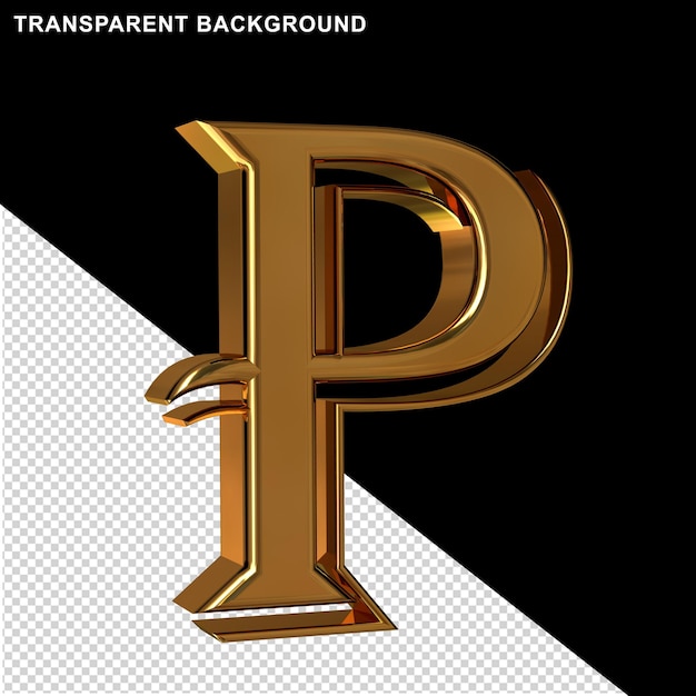 Lettres d'or vue de gauche. lettre 3d p