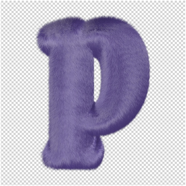 PSD les lettres sont en fourrure violette. lettre 3d p