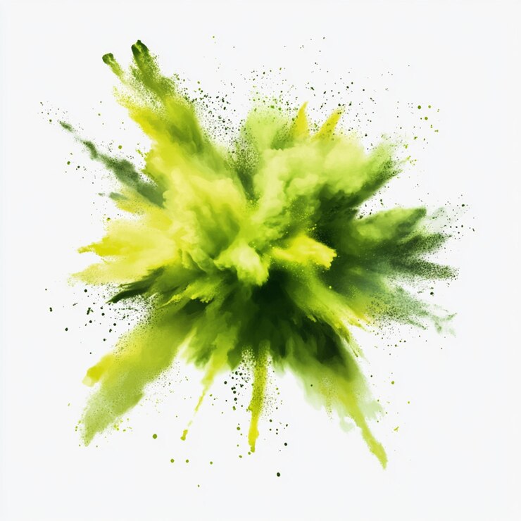 leuchtend grüne Farbe Pulver Festival Explosion