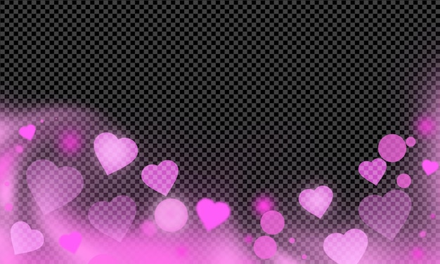 leuchtend rosa helles Bokeh und Herzüberlagerung