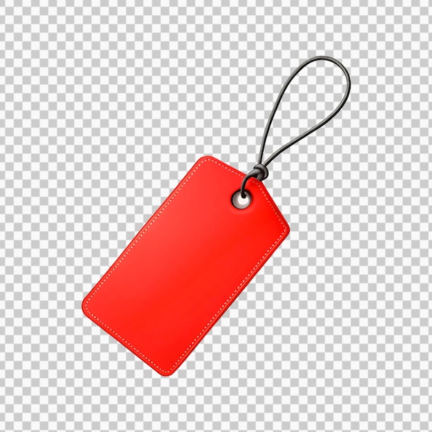 Leuchtend rotes Hang-Tag auf durchsichtigem Hintergrund isoliert