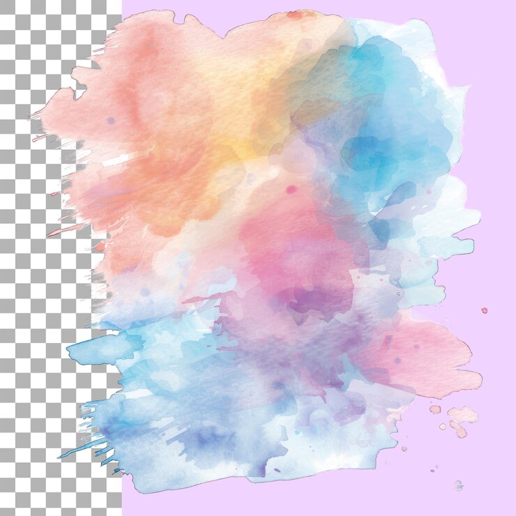PSD leuchtende aquarell-gelbviolet-flecken tropfen abstrakte illustration auf weißem hintergrund banner für text grunge-element zur dekoration