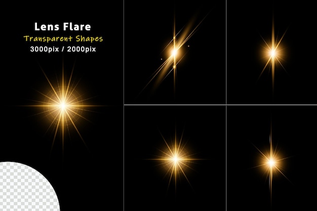 PSD leuchtende goldene lens flare-lichteffektkollektion