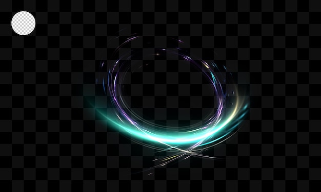 Leuchtende Lichtkreise auf dunklem, transparentem Hintergrund.