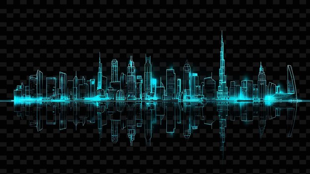 PSD leuchtende neon city skyline stadtlandschaft textur material bewegung y2k textur form hintergrund dekor kunst