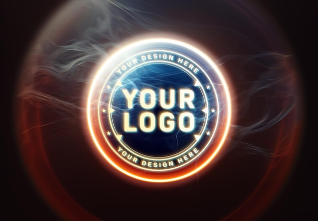 Leuchtendes logo mit halos-mockup