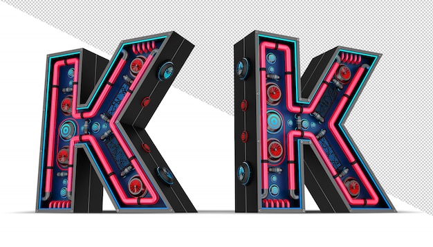 Leuchtreklame in Buchstabe K Form