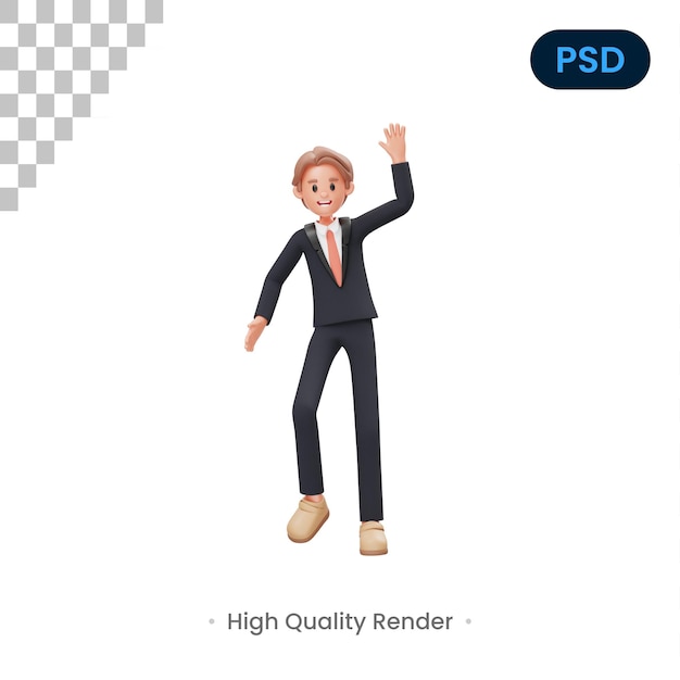 Levantando la mano Personaje 3D Premium Psd
