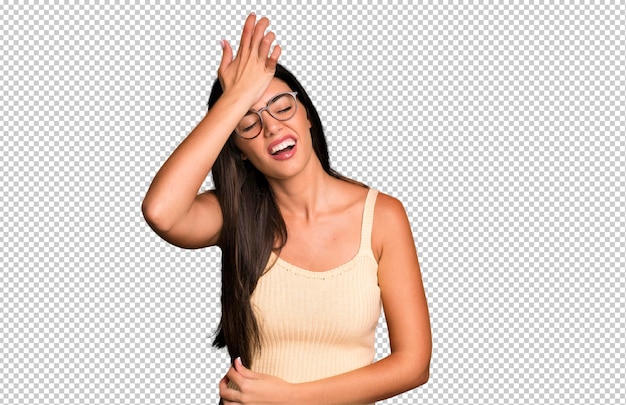 levantando la palma de la mano hacia la frente pensando uy después de cometer un error estúpido o recordar sentirse tonto