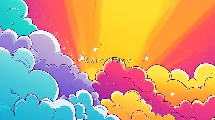 PSD un lever de soleil éclatant avec des nuages colorés et des rayons de lumière étincelants