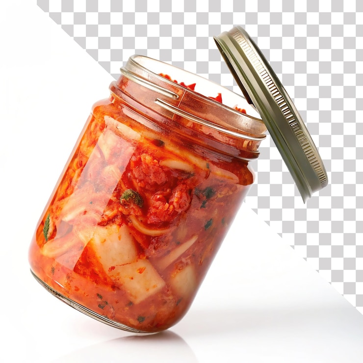 PSD levitando kimchi en un fondo transparente png imagen de stock de kimchi aislada para la marca