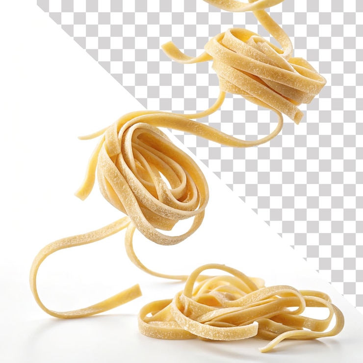PSD levitando tagliatelle pasta em fundo transparente png isolado tagliatella imagem de estoque