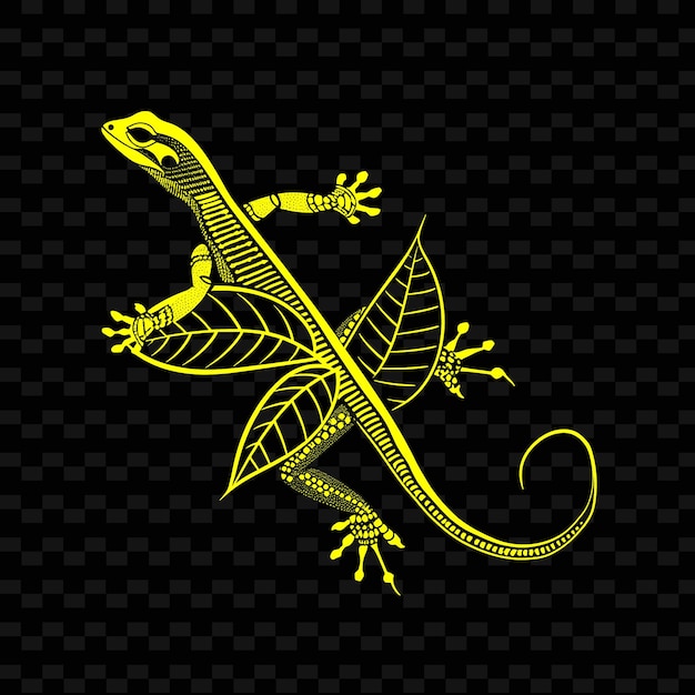 PSD un lézard avec une queue jaune est un symbole du caméléon