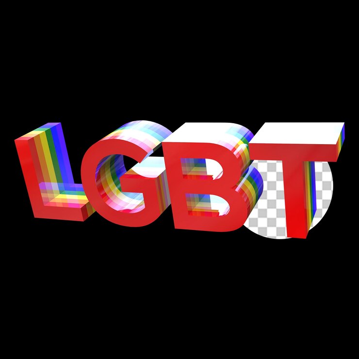 PSD lgbt 3d render texto colorido orgullo