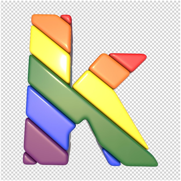 LGBT-Buchstaben kennzeichnen schräge Ansicht von unten. 3D Großbuchstabe k