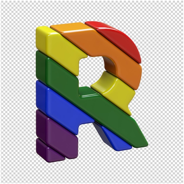 LGBT flag letters rotated to the right. 3d letter r