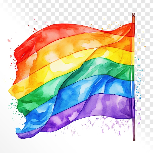 PSD lgbt-flagge-preis auf durchsichtigem hintergrund aquarell