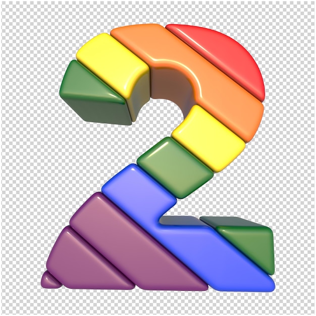 lgbt numbers flag diagonally.3d number 2