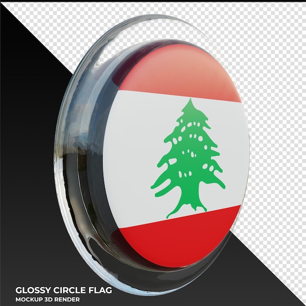 Liban0003 Drapeau De Cercle Brillant Texturé 3d Réaliste