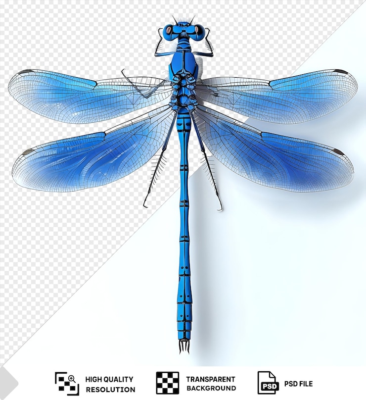 PSD libélula azul con fondo transparente de alta resolución psd