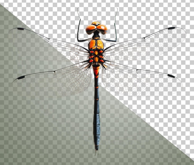 La libélula colorida descansando con alas transparentes cortadas en stock png