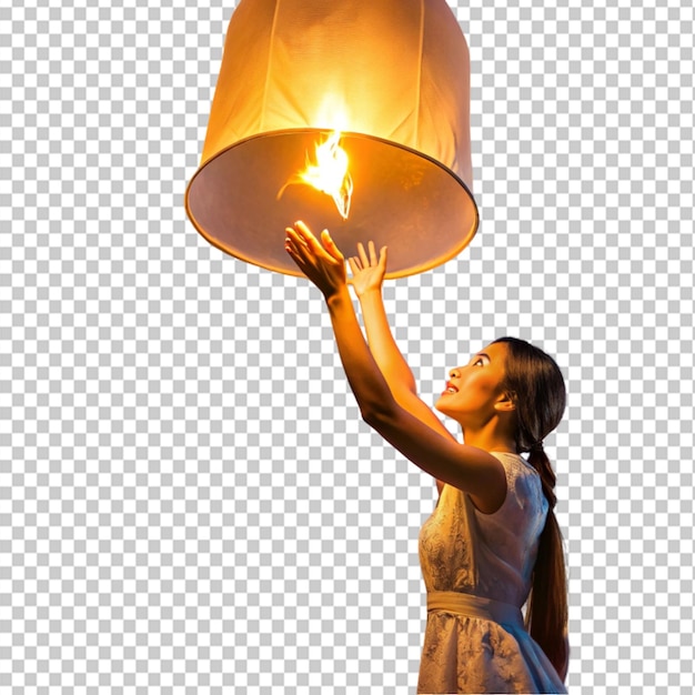 liberación de la mujer khom loi en un fondo transparente