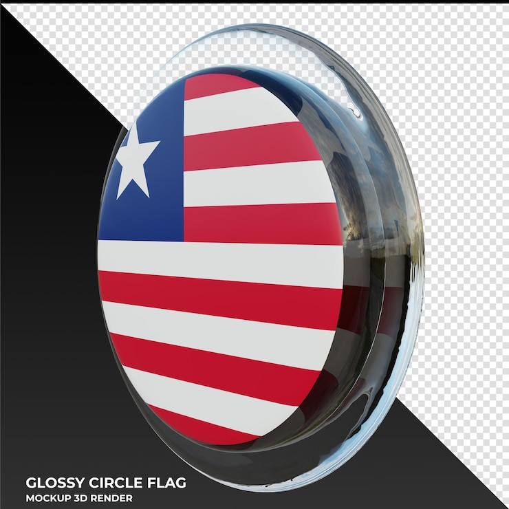 PSD liberia0002 realistic 3d textured glossy circle flag