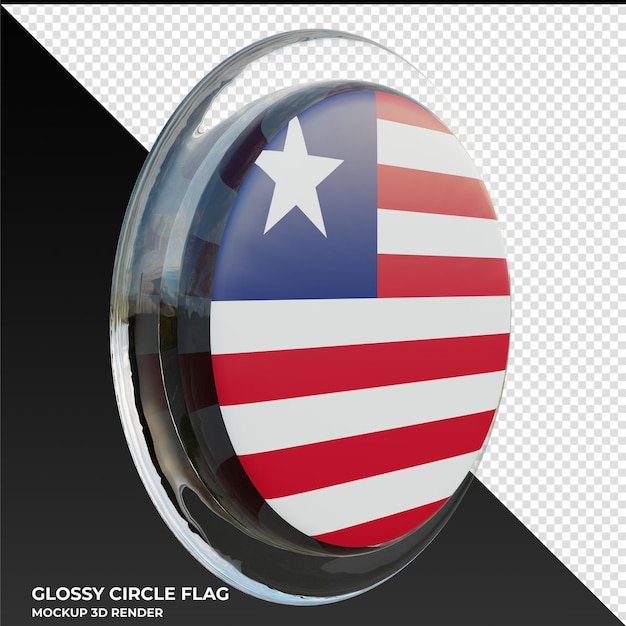 PSD liberia0003 drapeau de cercle brillant texturé 3d réaliste
