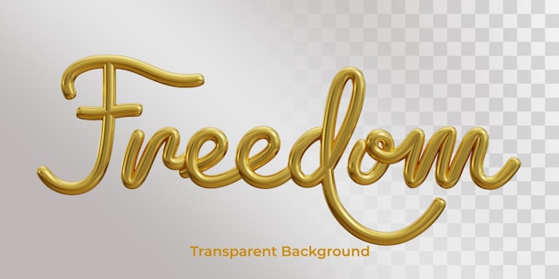 libertad texto una línea oro aislado sobre fondo blanco ilustración 3d