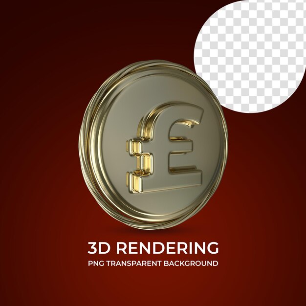 Libra moneda símbolo 3d renderizado aislado fondo transparente