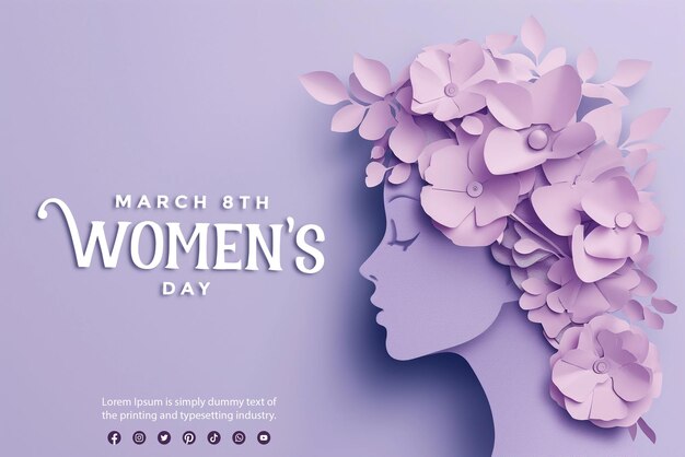 PSD libre estilo de papel vectorial feliz día de la mujer saludo de fondo