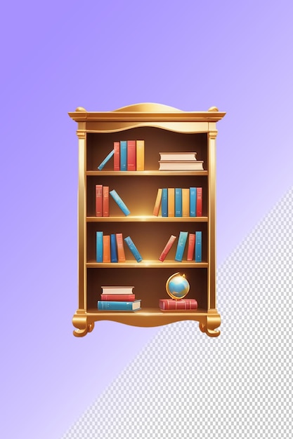 Libreria di illustrazioni PSD 3D isolata su uno sfondo trasparente
