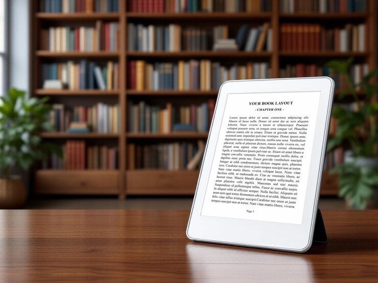 Libreria MockUp del lettore di libri elettronici