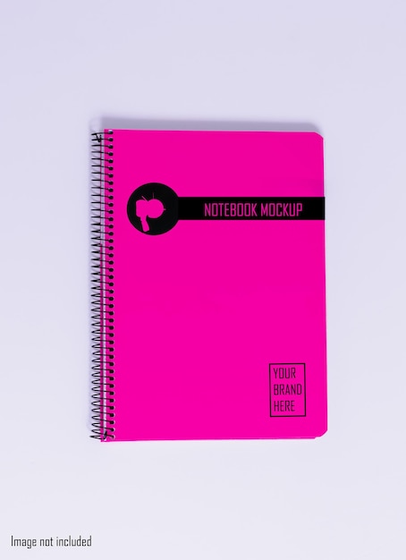 Una libreta rosa que dice tu marca aquí