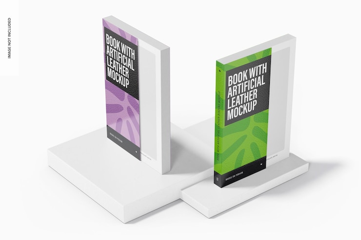 PSD libri con mockup di rilegatura in pelle artificiale, veduta dall'alto