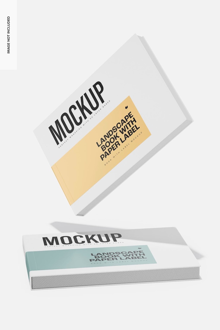 PSD libri orizzontali con mockup di etichette di carta