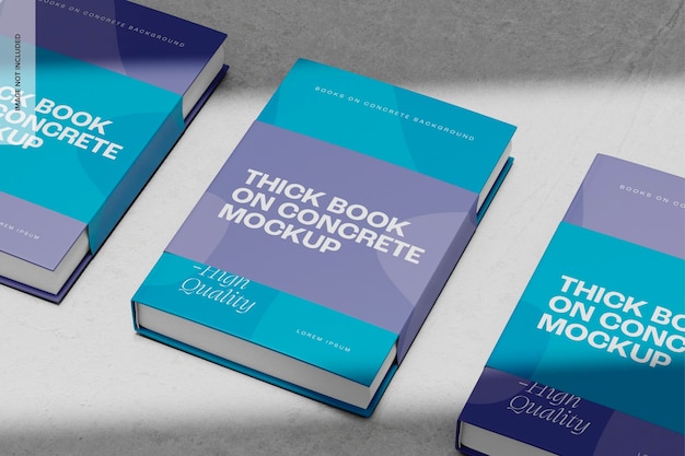 Libri spessi su calcestruzzo Mockup, mosaico