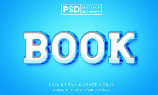 Libro 3d efecto de estilo de texto psd plantilla premium