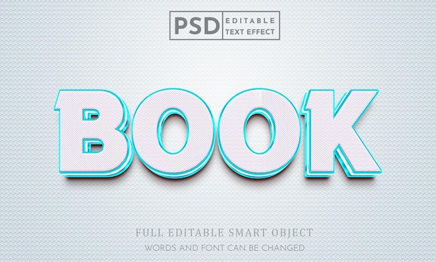 Libro 3d efecto de texto editable premium psd