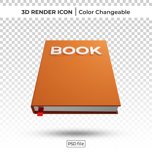 PSD libro 3d render icono cambiable de color