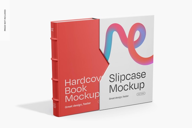 Libro a copertina rigida con Slipcase Mockup Vista sinistra