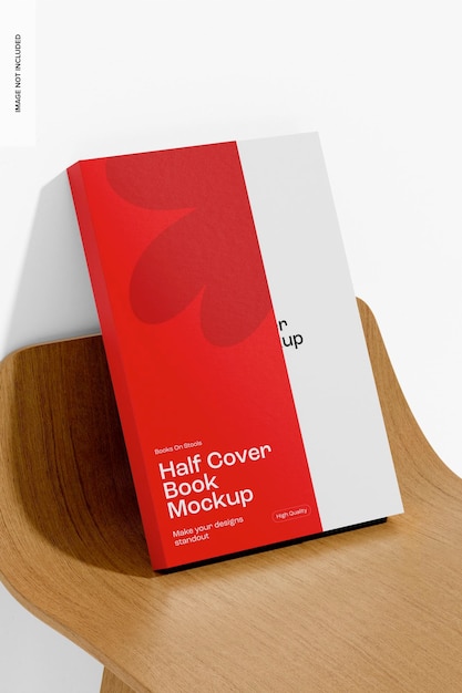 Libro a metà copertina su Mockup di sgabelli