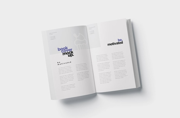 Libro abierto con maqueta de diseño reemplazable