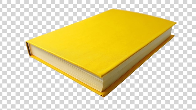 PSD libro amarillo en blanco sobre un fondo transparente