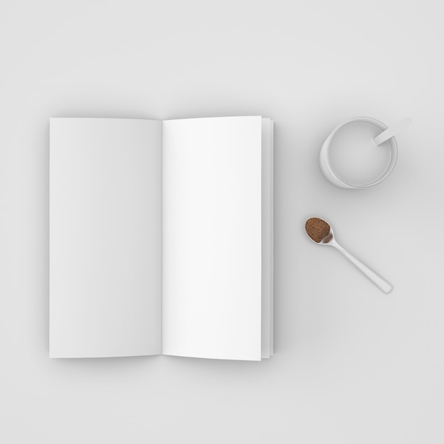 Libro aperto e cucchiaio con caffè