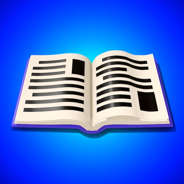 Libro aperto su sfondo blu
